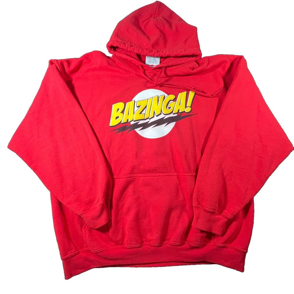 The Big Bang Theory Bazinga Hoodie Red BIG Logo Size XL